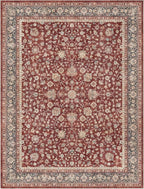 Well Woven Asha Rome Red 7'7" x 9'10" Area Rug - Oriental Floral Pattern, Easy Clean, Floor-Friendly Backing - for Living Room, Bedroom, and Dining Room