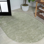 JONATHAN Y Haze Solid Low-Pile Green 6x9 Oval Indoor Area Rug, Coastal,Bohemian,Minimalist,Classic, Easy-Cleaning for Living Room,Bedroom,Kitchen,Pet Friendly,Non-Shedding (SEU100O-6OV)