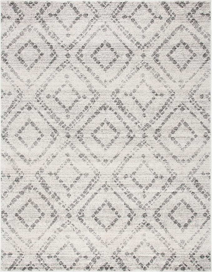 SAFAVIEH Adirondack Collection Area Rug - 10' x 14', Light Grey & Grey, Modern Diamond Distressed Design, Non-Shedding & Easy Care, Ideal for High Traffic Areas in Living Room, Bedroom (ADR131C)
