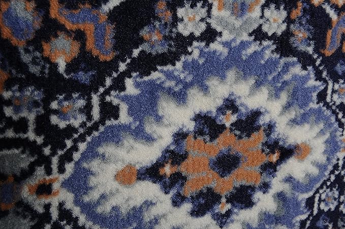 Home Dynamix Premium Sakarya Traditional Medallion Border Area Rug, Country Blue, 3'7"x5'2" Rectangle