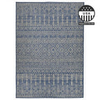 FH Home Flat Woven Outdoor Rug - Waterproof, Easy to Clean, Stain Resistant - Premium Polypropylene Yarn - Boho Moroccan - Large Patio, Deck, Sunroom - Dakar - Blue - 7ft 10in x 10ft 9in