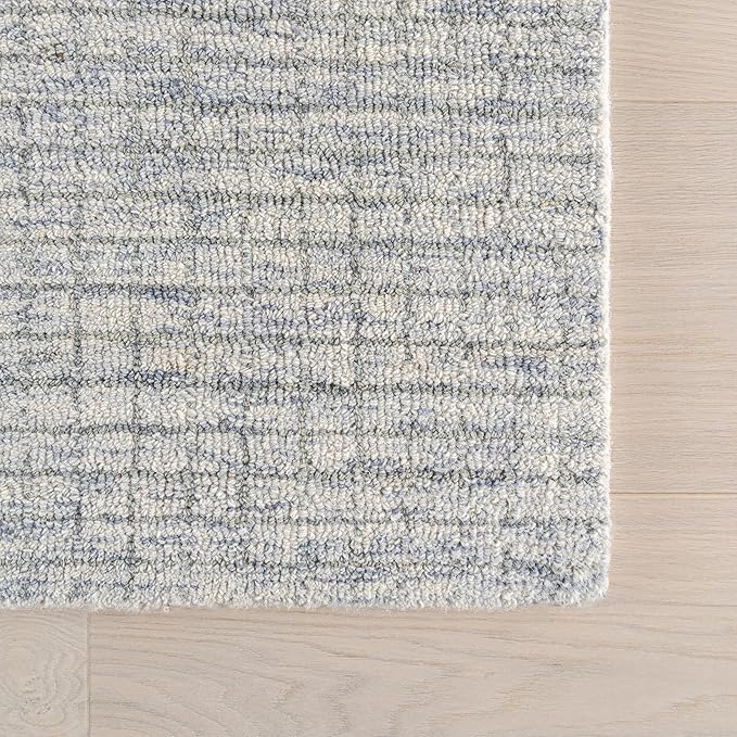 Rugs USA Melrose Light Blue/Ivory, 6' x 9', Handmade, Wool & Cotton, Soft and Cozy, High Traffic, Stain Resistant, Easy Clean, Durable Area Rug for Bedroom, Living Room, Dining Space, Den, Entryway