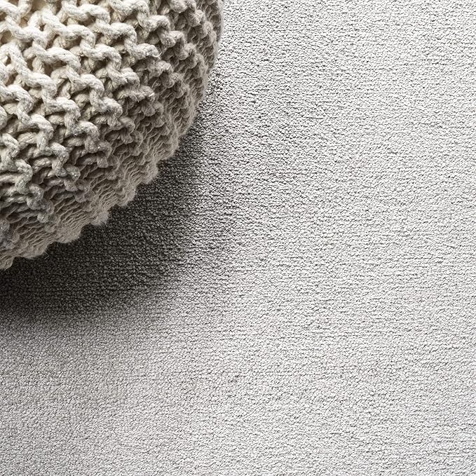 Eyely UES100D-5R Supersoft Haze Solid Low-Pile Indoor Area Rug Casual;Contemporary;Solid;Traditional, Bedroom, Kitchen, Living Room, Easy-Cleaning, Non-Shedding, 5' Round, Ivory