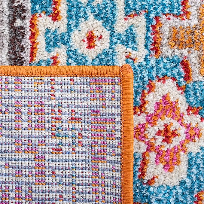 SAFAVIEH Madison Collection Area Rug - 9' x 12', Rust & Pink, Boho Diamond Distressed Design, Non-Shedding & Easy Care, Ideal for High Traffic Areas in Living Room, Bedroom (MAD418Q)