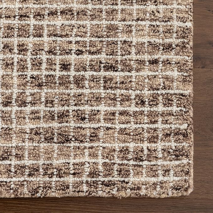 Rugs USA Melrose Brown/Ivory, 2'6" x 14', Handmade, Wool & Cotton, Soft and Cozy, High Traffic, Stain Resistant, Easy Clean, Durable Runner for Bedroom, Living Room, Dining Space, Den, Entryway