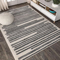 JONATHAN Y Khalil Modern Berber Stripe Cream/Black Indoor Area Rug, 3x5, Contemporary, Bohemian, Easy-Cleaning for Living Room, Bedroom, Kitchen, Pet Friendly, Non-Shedding (MOH207A-3)