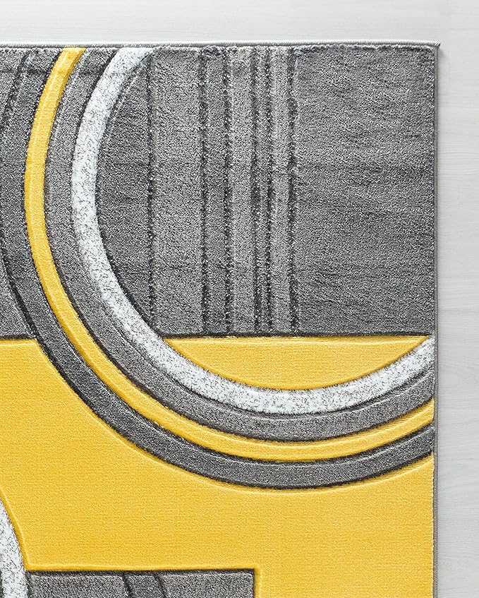 GLORY RUGS Area Rug Modern Soft Hand Carved Contemporary Floor Carpet with Premium Fluffy Texture for Indoor Living Dining Room and Bedroom Area (4x6, Yellow)