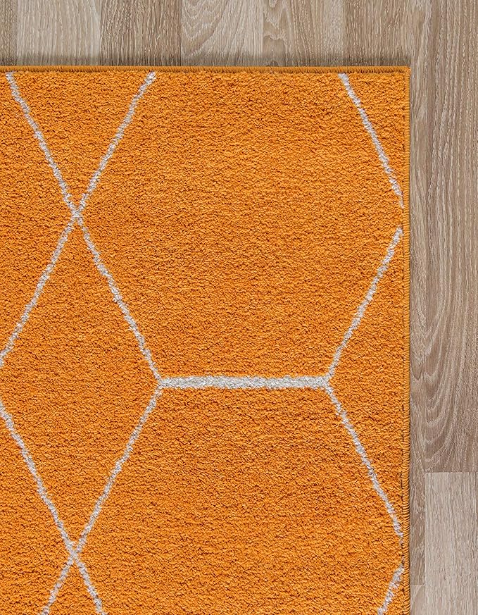Unique Loom Trellis Frieze Collection Area Rug - Geometric (7' x 10', Orange/ Ivory)