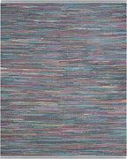 SAFAVIEH Rag Rug Collection Area Rug - 8' x 10', Aqua & Multi, Handmade Boho Stripe Cotton, Ideal for High Traffic Areas in Living Room, Bedroom (RAR121K)