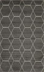 Unique Loom Trellis Frieze Collection Area Rug - Geometric (5' 1" x 8', Dark Gray/ Ivory)
