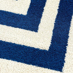 Abani Contemporary Blue & Ivory 5'3" x 7'6"(5'x8') Area Rug, Contrasting Geometric Modern Stripe Symmetrical Living Room Carpet Rugs