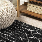 JONATHAN Y Boho Vintage Diamond Black/Ivory Runner Rug 2X8 ft, Moroccan Hype for Living Room, Bedroom, Kitchen, Office, Easy-Cleaning, High Traffic, Pet-Friendly, Non-Shedding (MOH101D-28)