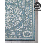 FH Home Flat Woven Outdoor Rug - Waterproof, Easy to Clean, Stain Resistant - Premium Polypropylene Yarn - Farmhouse - Patio, Porch, Deck, Balcony - Marbella - Ocean - 5ft 4in x 7ft 6in