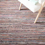 SAFAVIEH Rag Rug Collection Accent Rug - 2'3" x 5', Rust & Multi, Handmade Boho Stripe Cotton, Ideal for High Traffic Areas in Entryway, Living Room, Bedroom (RAR121E)