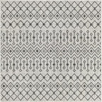 Unique Loom Outdoor Trellis Collection Area Rug - Tribal Trellis (5' 3" Square, Gray/ Black)
