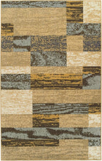SUPERIOR Indoor Area Rug, Jute Backed, Modern Geometric Patchwork Floor Decor for Bedroom, Office, Living Room, Entryway, Hardwood Floors, Rockwood Collection, 7' x 9', Light Blue-Beige