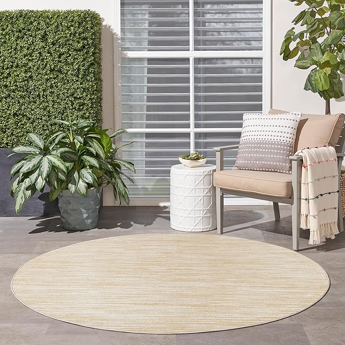 Nourison Home Nourison Essentials Ivory Gold 4' x Round Area Rug - Easy Clean, Non Shedding, Bed Room, Living Room, Dining Room, Kitchen (4' x Round)
