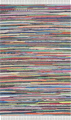 SAFAVIEH Rag Rug Collection Accent Rug - 2'3" x 5', Grey & Multi, Handmade Boho Stripe Cotton, Ideal for High Traffic Areas in Entryway, Living Room, Bedroom (RAR121M)