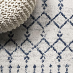JONATHAN Y Boho Vintage Diamond Cream/Navy Indoor Area Rug 9X12 ft, Moroccan Hype for Living Room, Bedroom, Kitchen, Office, Easy-Cleaning, High Traffic, Pet-Friendly, Non-Shedding (MOH101F-9)