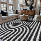 Rugshop Abstract Arch Shag Area Rug Anthracite Dark Gray 5' x 7' Great for Bedrooms, Living Rooms, or Under Coffee Tables