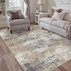 5x7 Abstract Area Rug Brown Washable Non Slip Living Room Carpet Modern Neutral Low Pile Ultra Soft Bedroom Throw Rug Contemporary Indoor for Kitchen Office Laundry Dining Room Bathroom