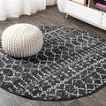 JONATHAN Y Boho Vintage Diamond Black/Ivory Round Area Rug 7 ft, Moroccan Hype for Living Room, Bedroom, Kitchen, Office, Easy-Cleaning, High Traffic, Pet-Friendly, Non-Shedding (MOH101D-7R)