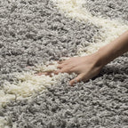 SAFAVIEH Dallas Shag Collection Runner Rug - 2'3" x 8', Grey & Ivory, Trellis Design, Non-Shedding & Easy Care, 1.5-inch Thick Ideal for High Traffic Areas in Living Room, Bedroom (SGD257G)