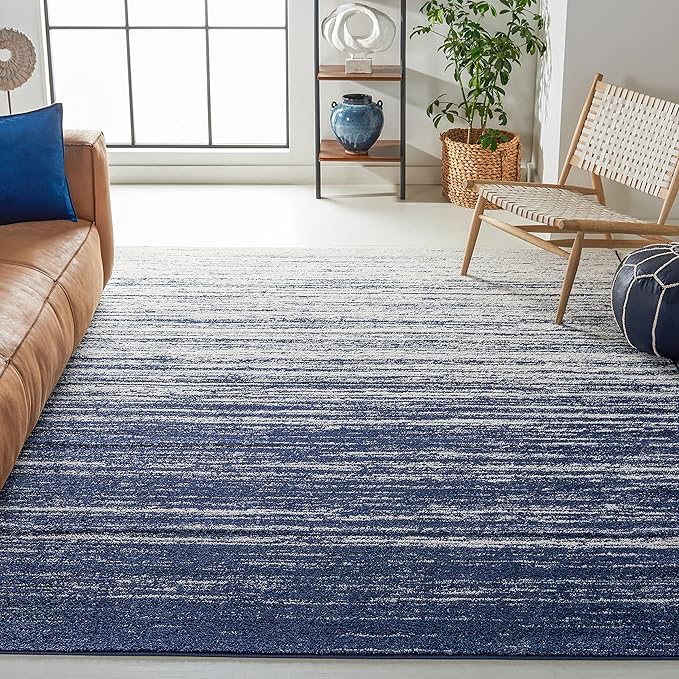 SAFAVIEH Area Rug 10x14 - Adirondack Collection - Large - Navy & Ivory, Modern Ombre Design, Non Shedding & Easy to Clean, Ideal for Living Room, Bedroom, Office, Dining Space (ADR113N)