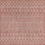 Unique Loom Outdoor Trellis Collection Area Rug - Tribal Trellis (5' 3" Square, Rust Red/ Ivory)