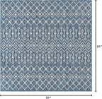 Unique Loom Outdoor Trellis Collection Area Rug - Tribal Trellis (5' 1" Square, Blue/ Ivory)