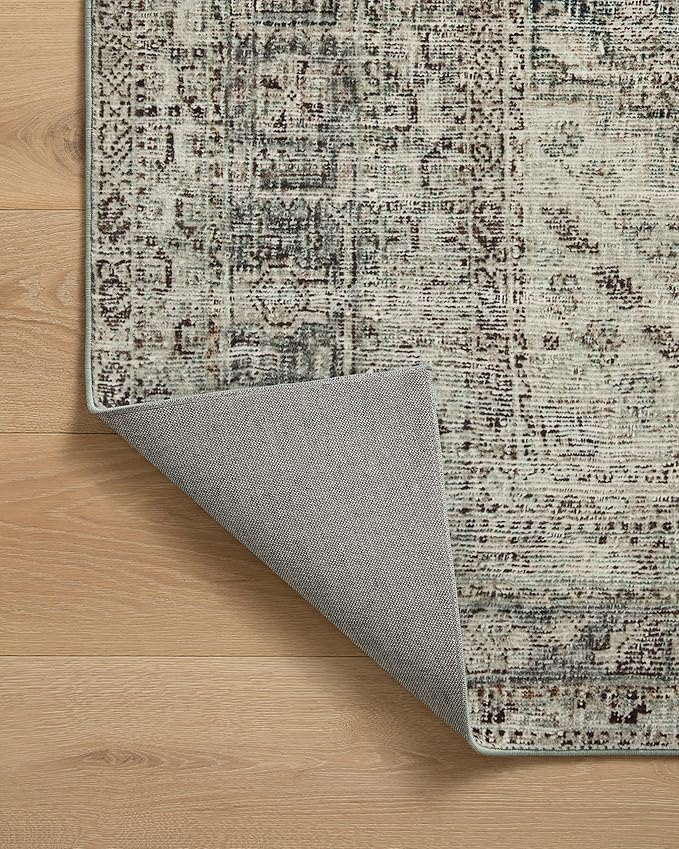 Loloi Magnolia Home by Joanna Gaines Sinclair Collection SIN-04 Natural/Sage 2'-0" x 5'-0", .25" Pile Height, Machine Washable, Accent Rug