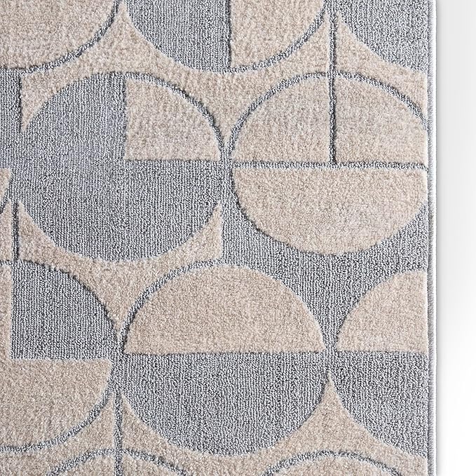 Well Woven Custom Size Hallway & Stair Runner- Harlow Harmony Ivory/Grey 27 Inches Wide x 20 Feet Long Runner (27" x 20') Runner Rug - Modern Geometric Pattern, Ultra-Soft, Easy-Clean