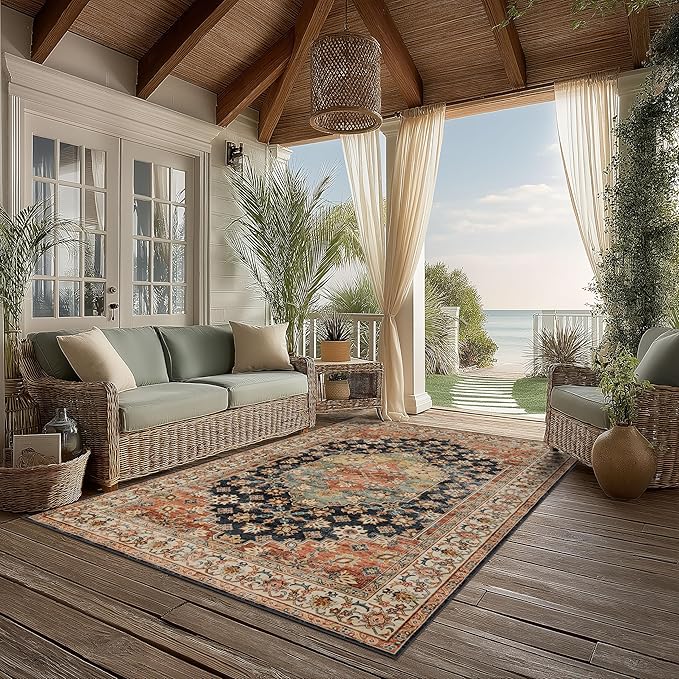 Area Rug Non Slip Machine Washable Ultra Soft Living Room/Bedroom/Kitchen/Outdoor/Classroom Maroon, 4'×6'