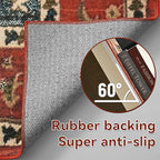 YJ.GWL Area Rug 2x3 Floral Vintage Rugs, Indoor Entrance Door Mat Small Washable Rugs, Non Slip Carpet for Living Room Entryway Kitchen, Orange-Red