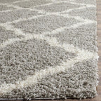 SAFAVIEH Dallas Shag Collection Runner Rug - 2'3" x 18', Grey & Ivory, Trellis Design, Non-Shedding & Easy Care, 1.5-inch Thick Ideal for High Traffic Areas in Living Room, Bedroom (SGD257G)