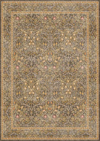 Gold Brown Floral Living Room Rug 5x7 - Vintage Forest Washable Area Rugs for Dining Room, Bedroom, Oriental Distressed Low Pile Non Slip Stain Resistance Indoor Earthy Carpet