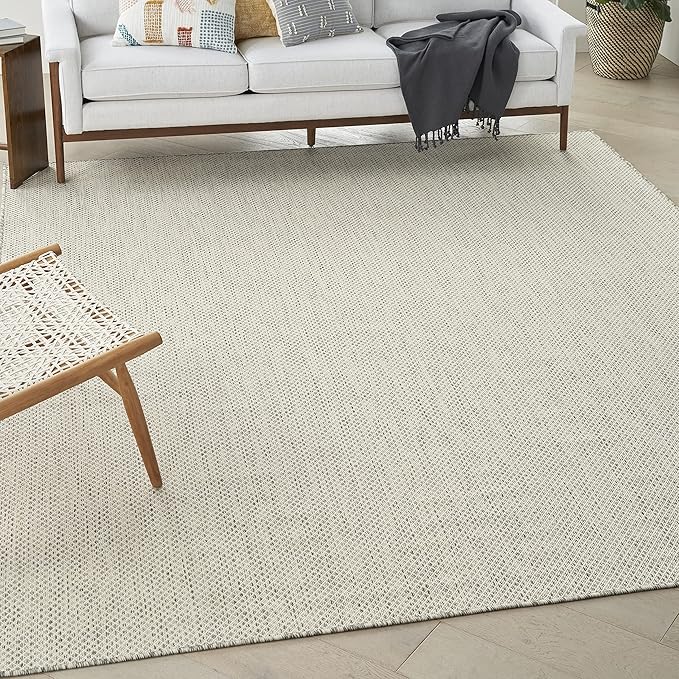 Nourison Home Courtyard Ivory Silver 9' x 12' Area Rug - Easy Clean, Non Shedding, Bed Room, Living Room, Dining Room, Kitchen (9' x 12')