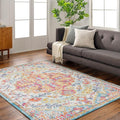 Livabliss Odelia Vintage Bohemian Area Rug,3'11" x 5'7",Orange/Aqua