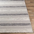Mark&Day Wool Rugs, 5x7 Marvelle Global Medium Gray Area Rug, Black Ivory Carpet for Living Room, Bedroom or Kitchen (5' x 7'6")