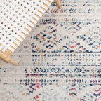 SAFAVIEH Tulum Collection Runner Rug - 2' x 11', Ivory & Blue, Moroccan Boho Tribal Design, Non-Shedding & Easy to Clean, Ideal for Living Room, Hallway, Foyer, Entryway, Bedroom (TUL272C)