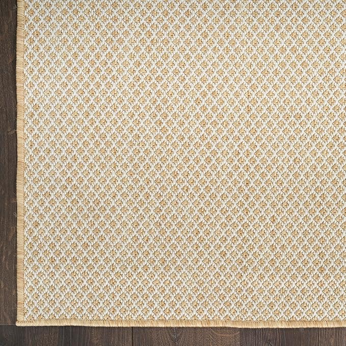 Nourison Home Courtyard Natural 2' x 6' Area Rug - Easy Clean, Non Shedding, Bed Room, Living Room, Dining Room, Kitchen (6' Runner)