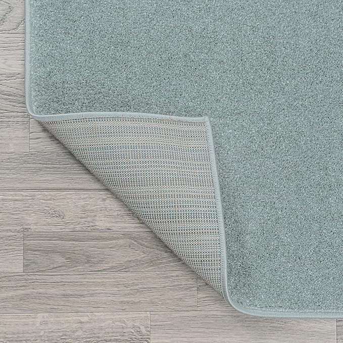 Eyely UES100S-15 Supersoft Haze Solid Low-Pile Indoor Area Rug, Coastal, Bohemian, Minimalist, Classic, Casual for Bedroom,Kitchen,Living Room,Non Shedding,Easy-Washing, Blue, 12 X 15