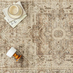 Brown Multi Hallway Runner Rug 2x6 Vintage Washable Distressed Area Carpet Kitchen Indoor Non Slip Long Traditional Medallion Retro Accent Throw Rug for Bedroom Laundry Dining Living Room