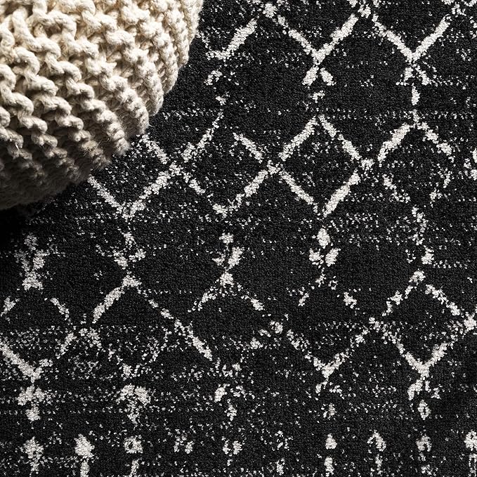JONATHAN Y Boho Vintage Diamond Black/Ivory Runner Rug 2X8 ft, Moroccan Hype for Living Room, Bedroom, Kitchen, Office, Easy-Cleaning, High Traffic, Pet-Friendly, Non-Shedding (MOH101D-28)