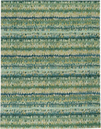 Dash & Albert Paint Chip Stone Hand Micro Hooked Wool Rug, 9.5 X 13.5 Feet, Multicolored/Green Geometric Pattern