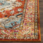 SAFAVIEH Monaco Collection Runner Rug - 2'2" x 14', Orange & Light Blue, Boho Chic Medallion Distressed Design, Non-Shedding & Easy Care, Ideal for High Traffic Areas in Living Room, Bedroom (MNC243H)