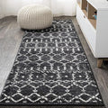JONATHAN Y Boho Vintage Diamond Black/Ivory Runner Rug 2X20 ft, Moroccan Hype for Living Room, Bedroom, Kitchen, Office, Easy-Cleaning, High Traffic, Pet-Friendly, Non-Shedding (MOH101D-220)