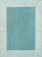 Nuloom Asha Teal/Ivory, 9'6" x 12', Casual, Striped Border, Soft and Cozy, High Traffic, Stain Resistant, Easy Clean, Durable Area Rug for Indoor/Outdoor Patio, Deck, Porch, Garden, Courtyard