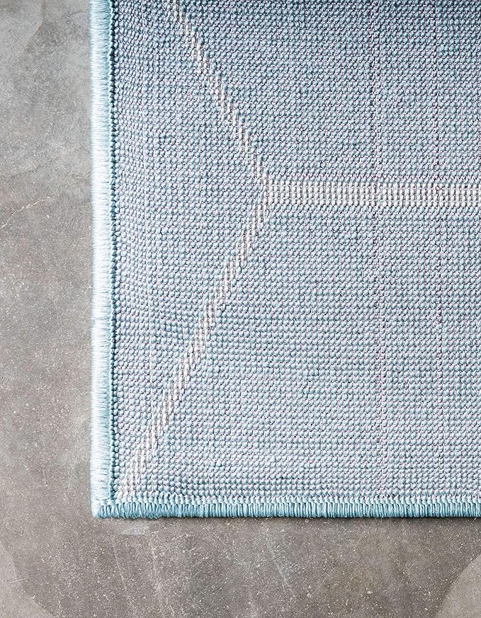 Unique Loom Trellis Frieze Collection Area Rug - Geometric (3' 3" x 5' 3", Light Blue/ Ivory)