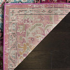 SAFAVIEH Monaco Collection Area Rug - 8' Square, Pink & Multi, Boho Chic Medallion Distressed Design, Non-Shedding & Easy Care, Ideal for High Traffic Areas in Living Room, Bedroom (MNC243D)